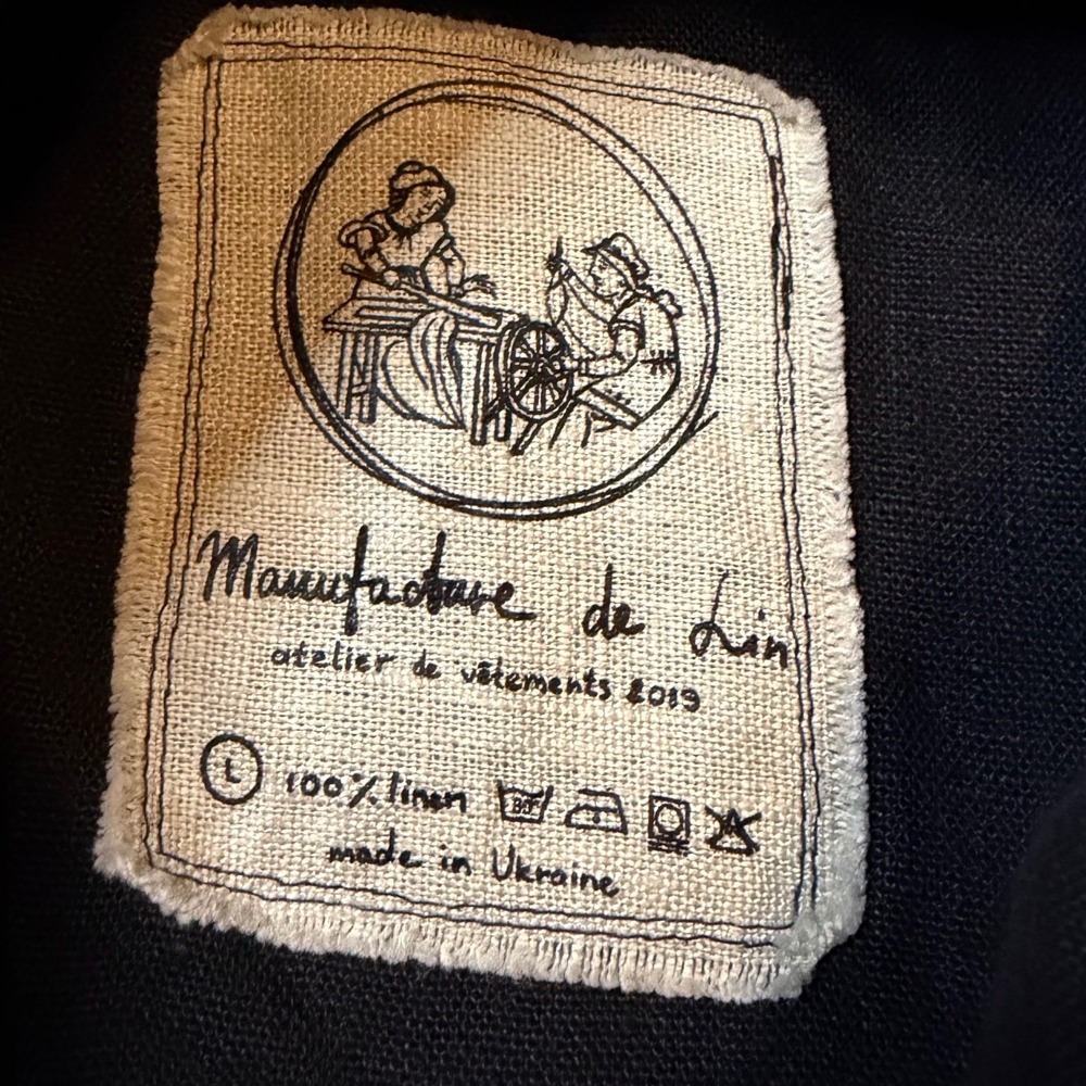 Manufacture de Lin 100% Linen Pullover Hoodie Anorak Kangaroo Pocket Large NWOT - Picture 3 of 7
